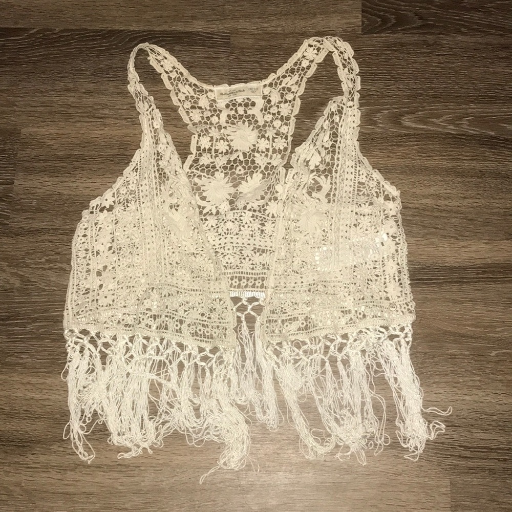 Abercrombie & Fitch Lace & Fringe Vest